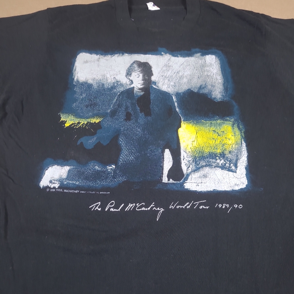 Vtg 80s Paul McCartney 1989‎ -90 World Tour T-Shirt Black Sz Xl Single Stitch - Picture 6 of 11